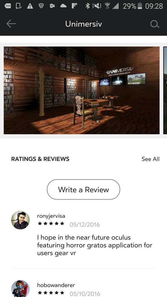 write a review - oculus store